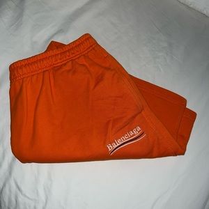 Balenciaga orange sweat shorts size large 32 waist